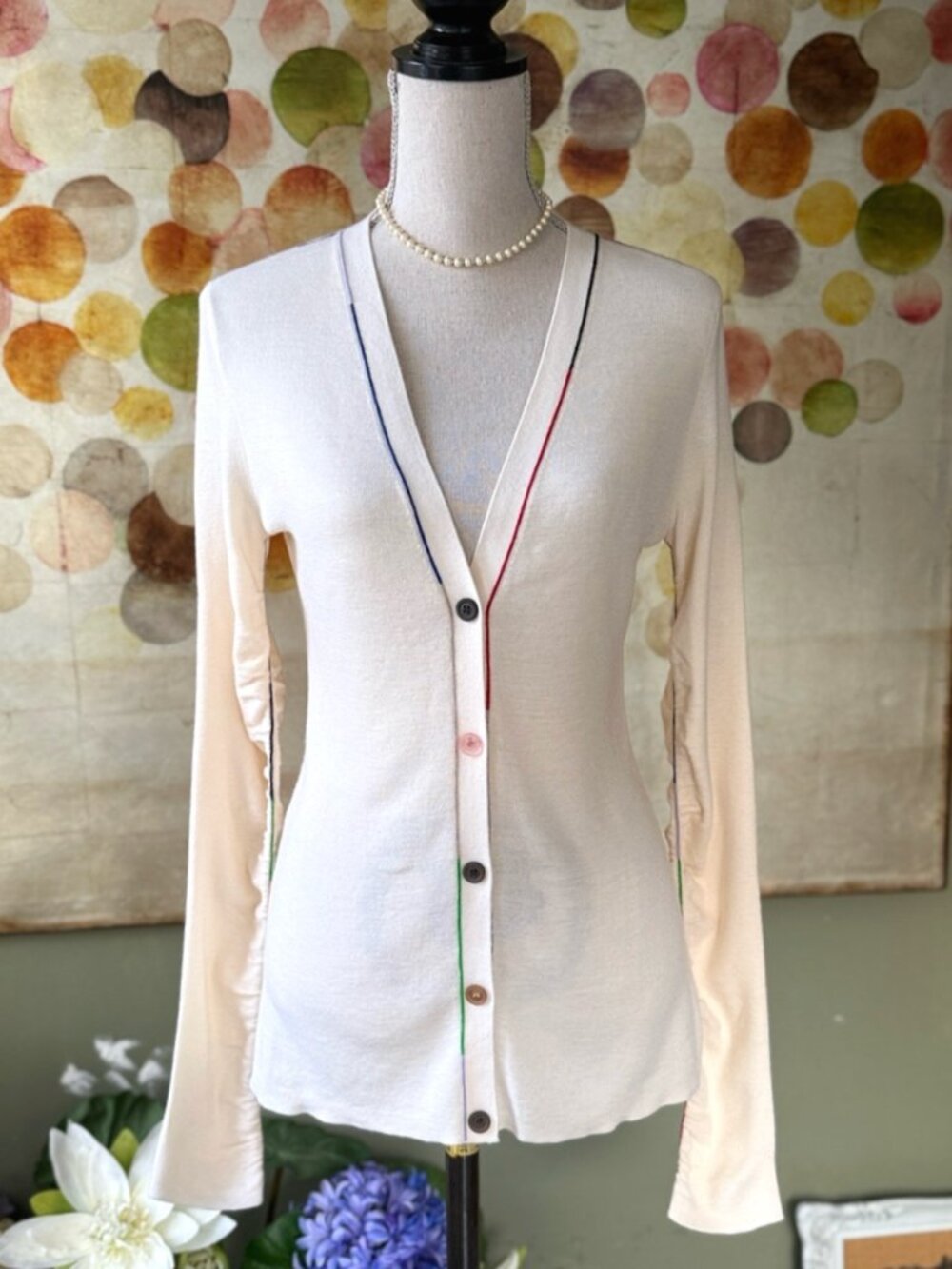 Theory Multi-Color Linked Merino Wool Cardigan